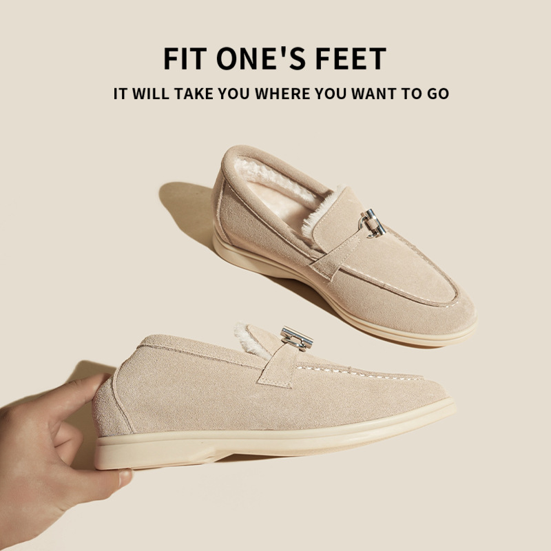 The 2025 new style of genuine leather and fleece LP loafers with matte finish for women in the European station Specification drawing