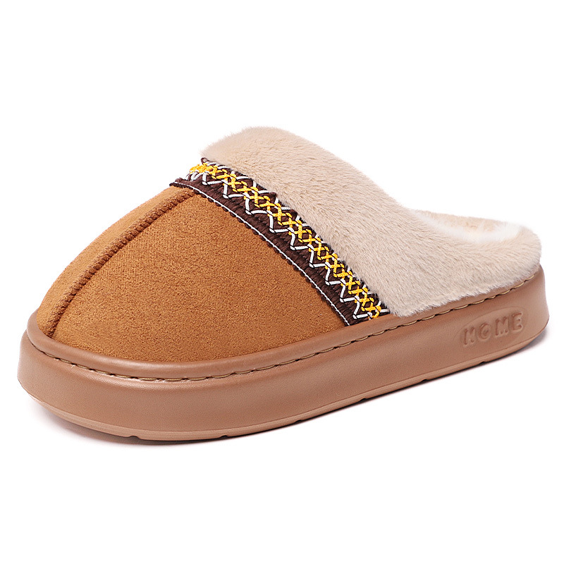 Women's cotton shoes, cross-border TEMU large-sized winter versatile women's ankle boots with fleece and thickened cotton boots, one-foot cotton slippers Item Picture
