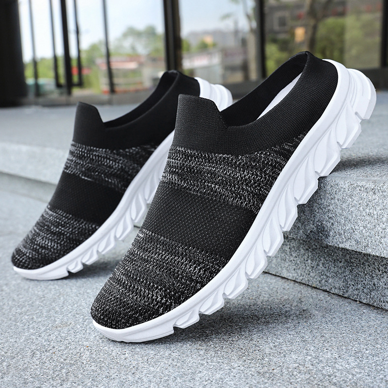 Men's shoes: Flip-flops, casual shoes on one foot, breathable and non-smelly, single shoes, flying weave, versatile men's shoes, shallow opening, half slippers full figure