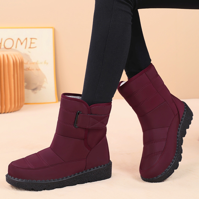 Cotton boots, winter women's shoes for export, large-sized fleece thickened long boots, polyurethane lightweight cotton shoes, warm snow boots details Picture
