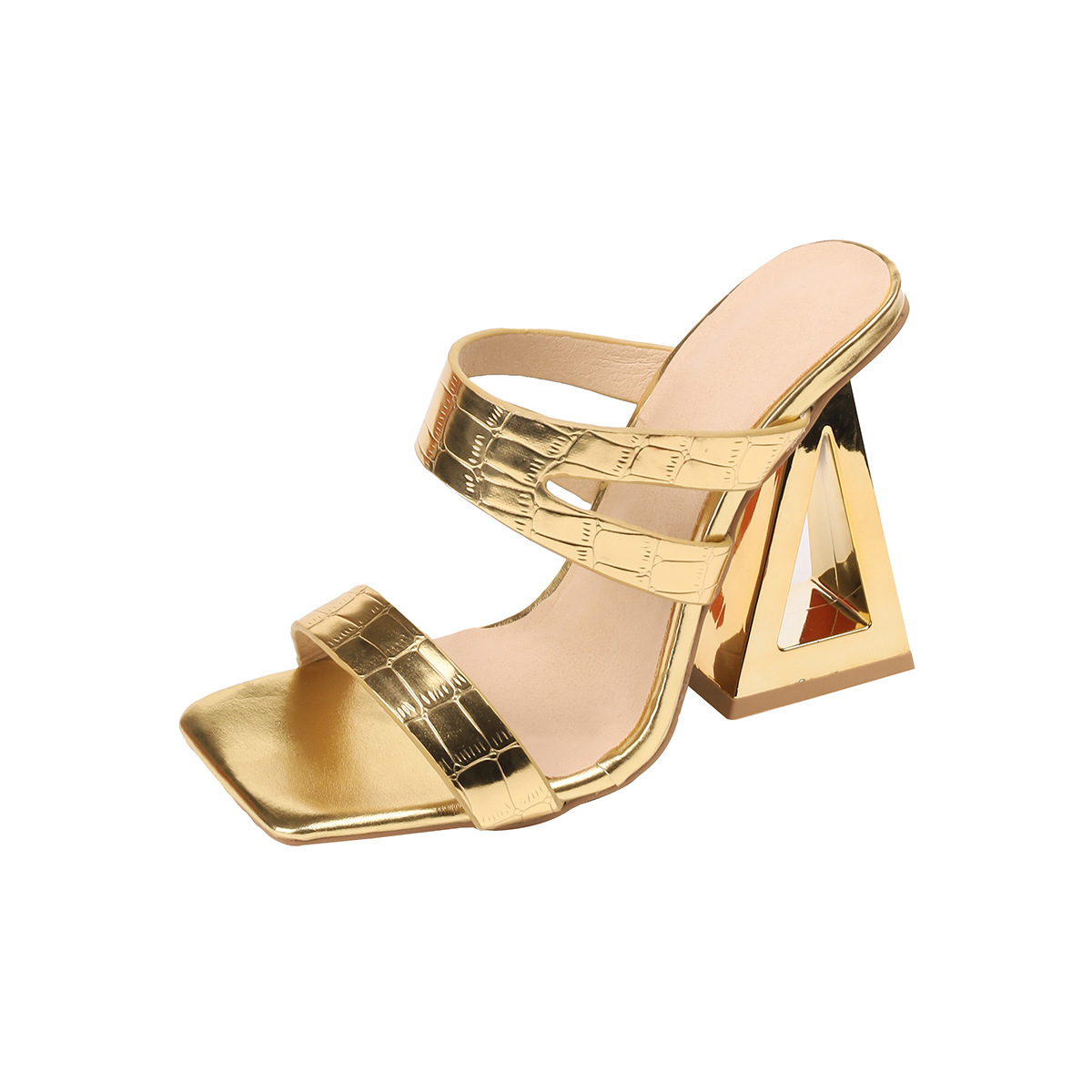 Open-toe one-strap sandals for women's outerwear, high-heeled flip-flops, new summer 2025 women's shoes, simple and fashionable Item Picture