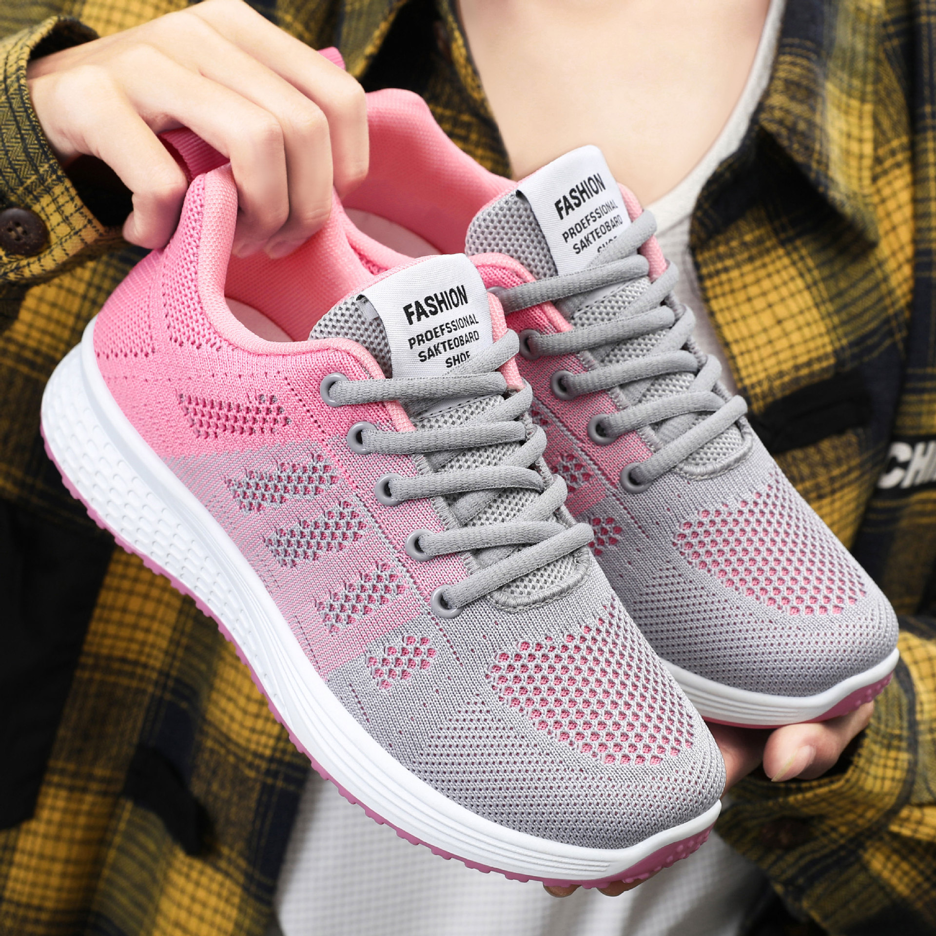 Cross-border women's shoes versatile spring new Feizhi sports shoes, foreign trade women's shoes, soft-soled casual student running shoes full figure