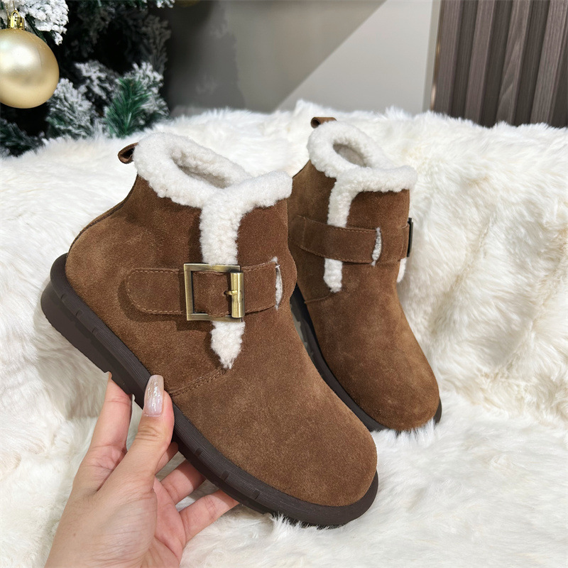 Boken women's shoes with cowhide insole height-increasing BK woolen shoes for women to wear outside in winter 2023 new style snow boots with fleece shoes and high heels Application Scenario