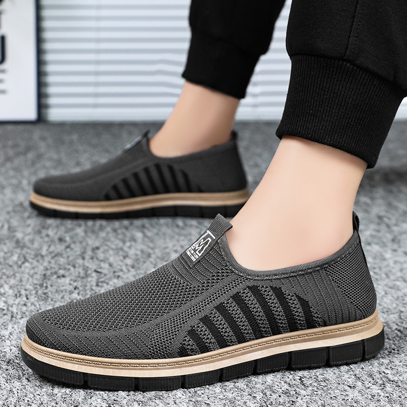 Men's soft-soled comfortable casual shoes, flying woven shoes, one-step dad shoes, breathable and non-smelly feet, mesh shoes, versatile single shoes Specification drawing