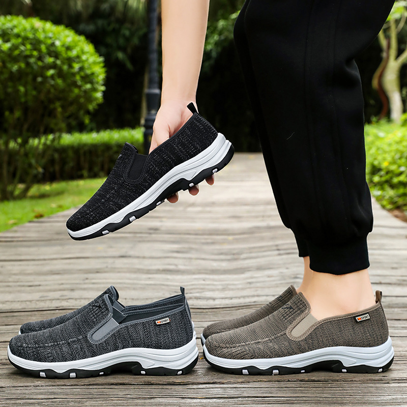 Men's shoes, men's casual shoes, breathable mesh shoes, soft-soled comfortable dad shoes, one-step men's single shoes, versatile flying woven shoes Application Scenario