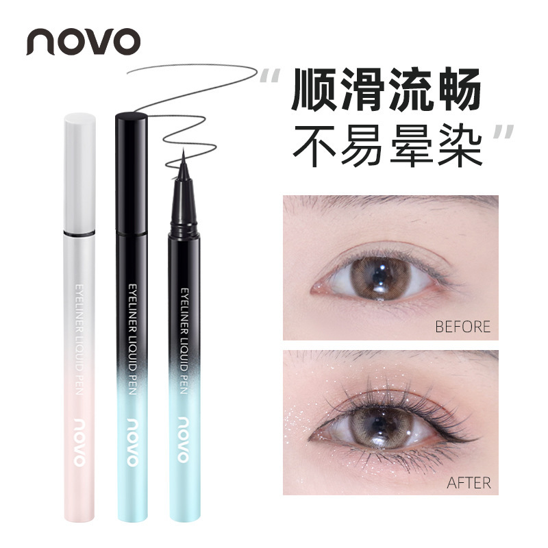 novo's Soft and smooth ultra-fine eyeliner liquid pen is natural and smooth, and does not easily smudge. It is a beginner eyeliner and eye pencil makeup for students full figure