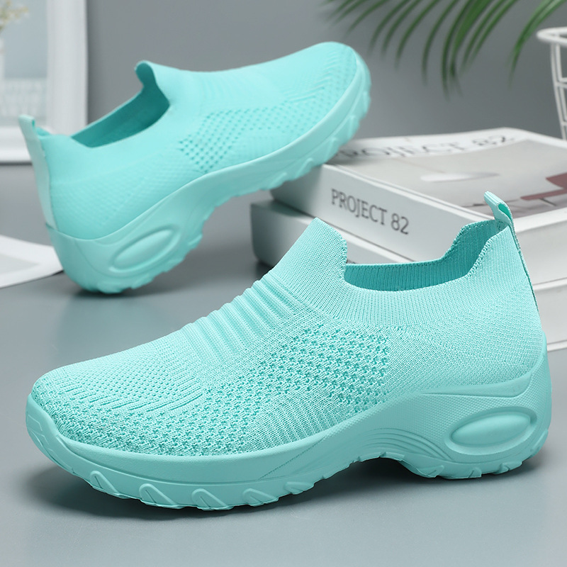 Women's casual shoes, cross-border versatile women's shoes, one-step lazy shoes, flying woven breathable mesh shoes, soft-soled women's single shoes details Picture