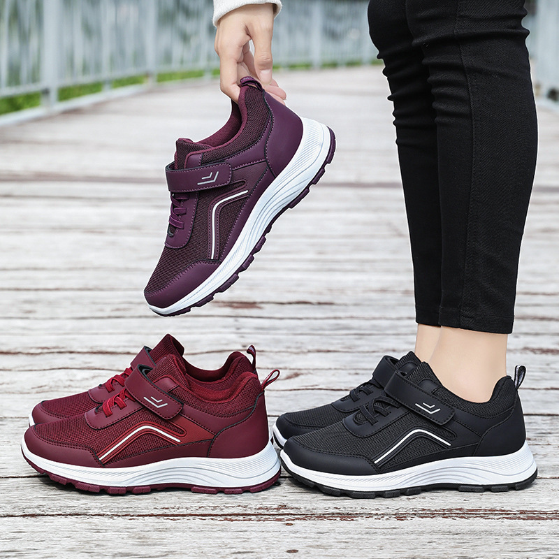 Women's versatile walking shoes, spring comfortable soft-soled sports shoes, mom shoes, Velcro, middle-aged and elderly couples, and senior shoes Specification drawing