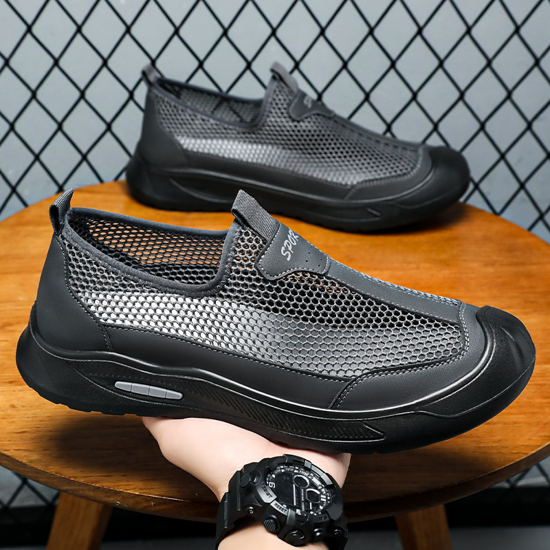 Men's casual shoes, breathable and non-smelly feet, mesh shoes, soft soles, comfortable dad shoes, one-step lazy shoes, men's single shoes details Picture