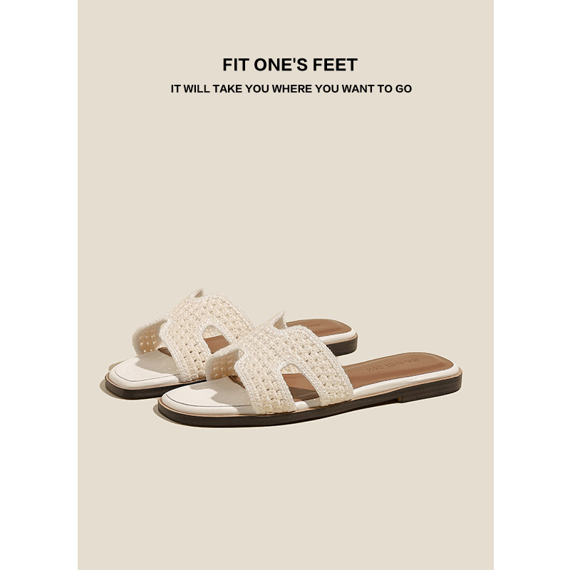 Summer 2025 new style slipper Korean vacation beach slippers for students to wear outside flat slippers for girls details Picture