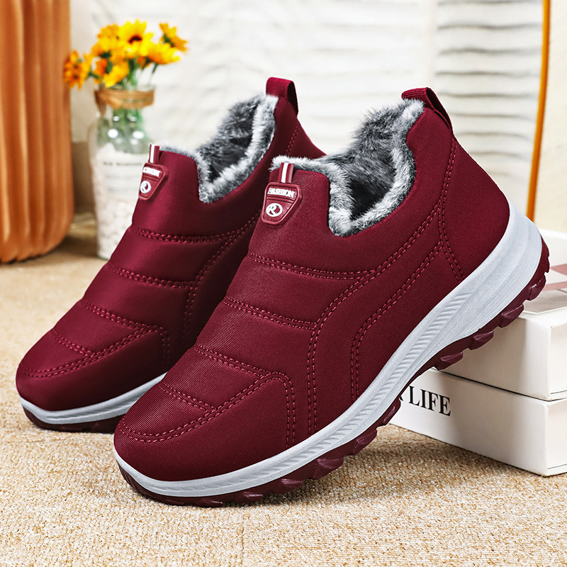 Women's cotton shoes, cross-border large-sized snow boots, fleece and thickened cotton boots, cold-proof and warm short boots, one-foot women's boots Specification drawing