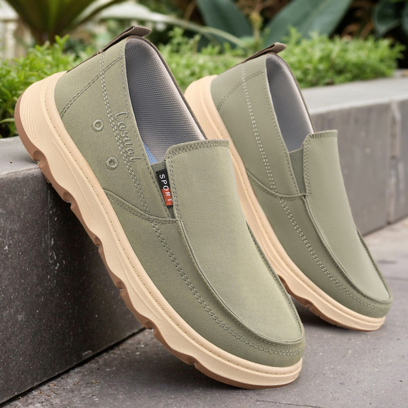 Men's casual shoes, soft-soled old Beijing cloth shoes, breathable single shoes, one-step lazy shoes, versatile men's shoes, workwear shoes Specification drawing
