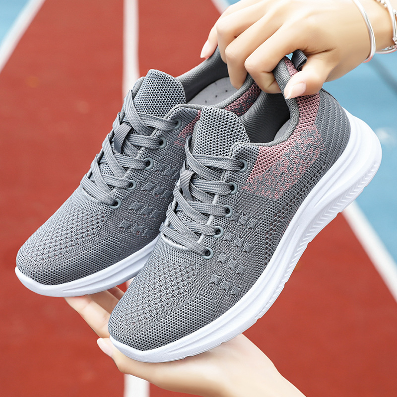Spring new style women's flying woven lightweight and breathable shoes wholesale, running shoes manufacturer, casual sports shoes for women details Picture