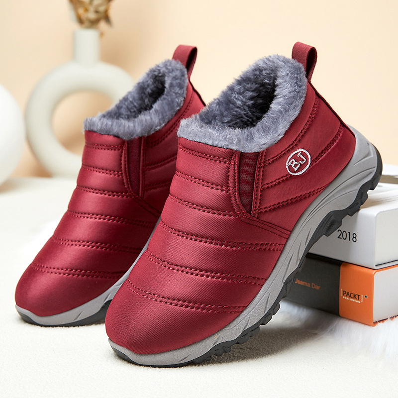 Winter new cross-border large-sized cotton shoes, mom shoes, cotton boots with fleece and thickened short boots, couple warm snow boots full figure