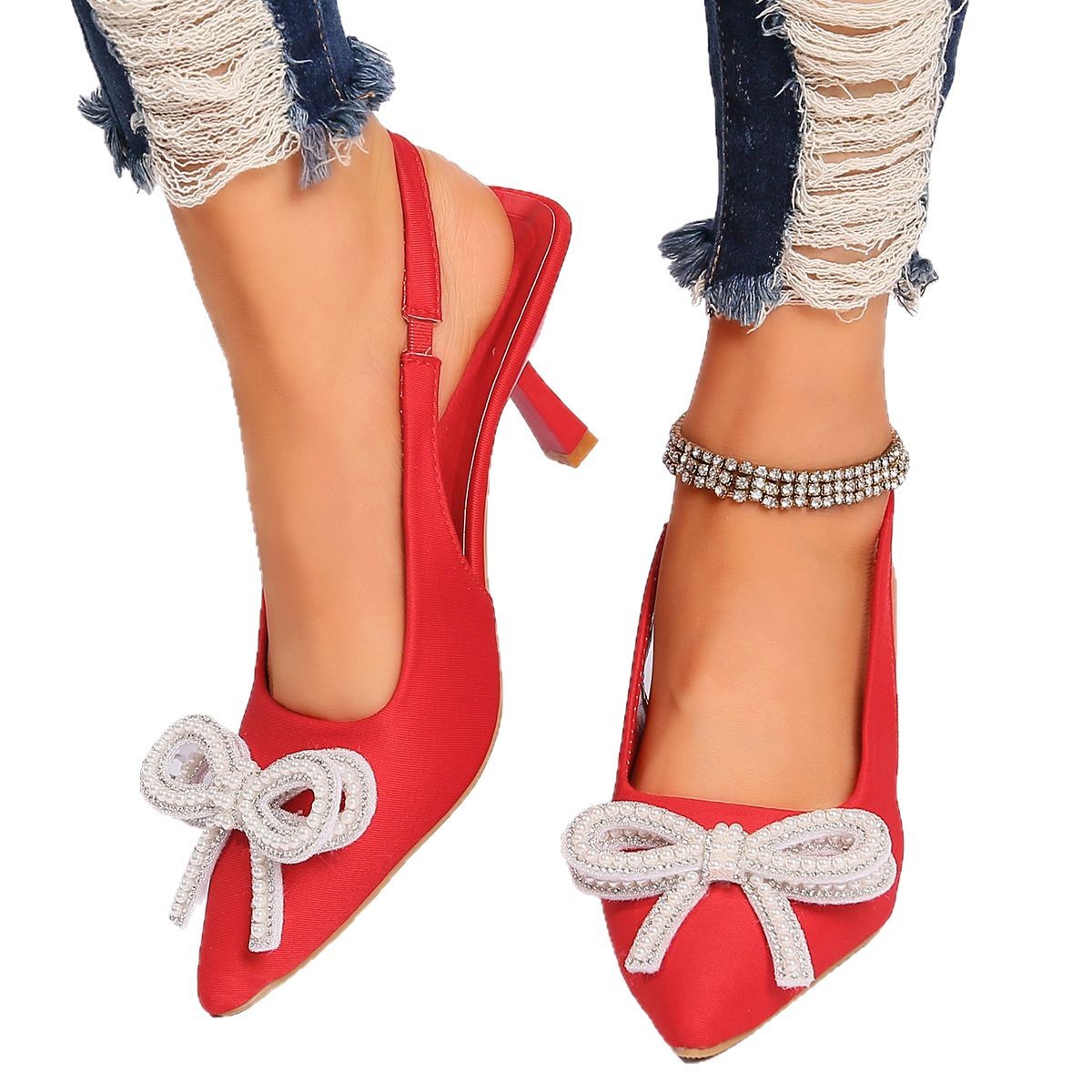 2022 New style women's summer sandals, European and American fashion, with a backheel, thin heel, high heel, and water diamond high heels Item Picture