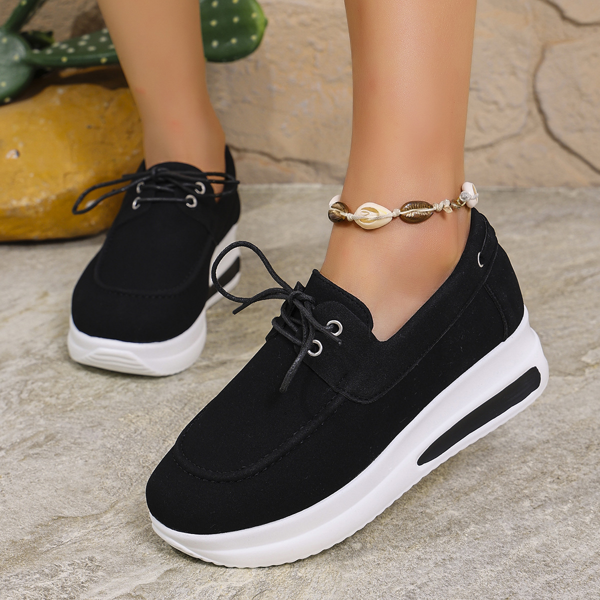 Women's spring AliExpress and Amazon casual single shoes with thick soles and front lacing Application Scenario
