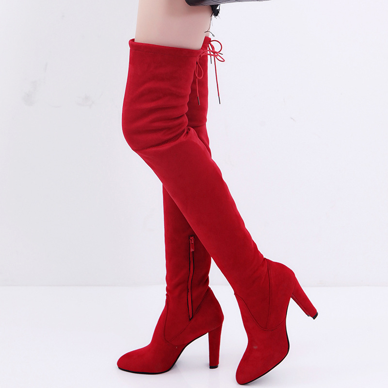 2020 Cross-border wish Export over-the-knee long boots, chunky heels, slim stretch boots, long boots, oversized 40-43 women's shoes for export Application Scenario