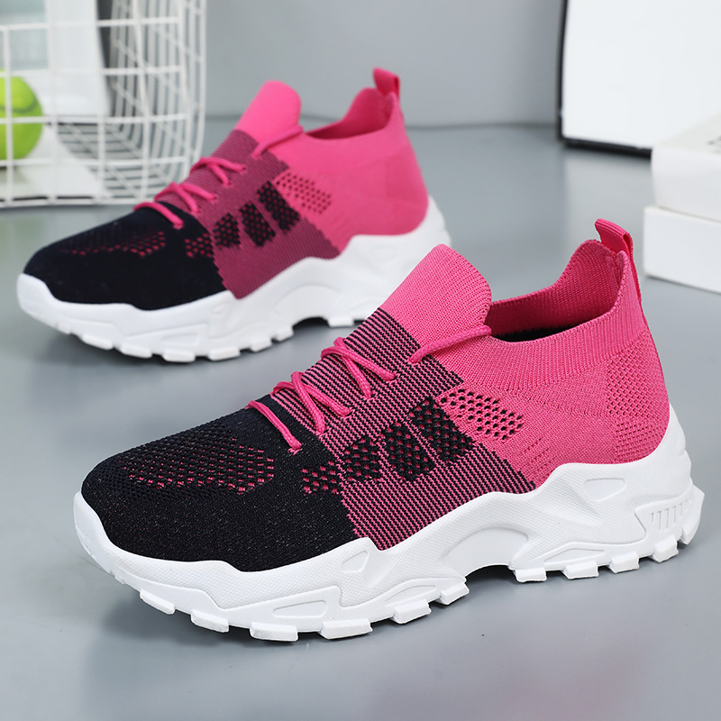 Summer new women's sports shoes, versatile women's single shoes, breathable woven mesh shoes, soft-soled shoes that don't tiring the feet, running shoes full figure