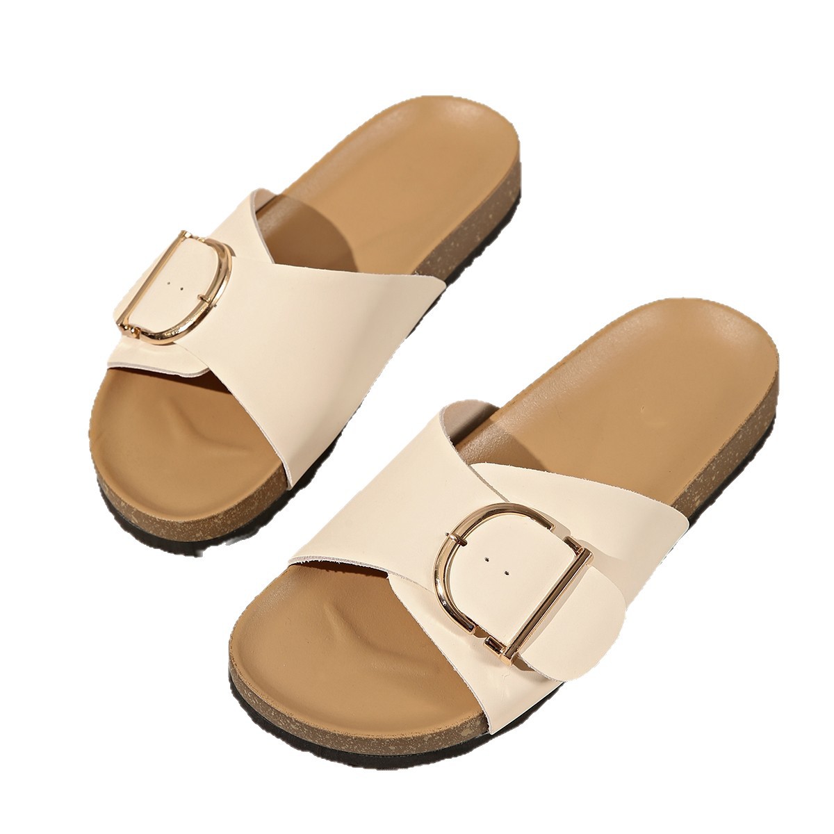Cross-border 2025 New style of foreign trade Birken shoes, retro belt buckle beach casual thick-soled slippers for women to wear outside Item Picture