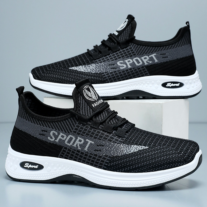 New men's shoes and sports shoes, breathable flying woven mesh shoes, soft-soled men's single shoes, comfortable running shoes, fashionable men's shoes details Picture