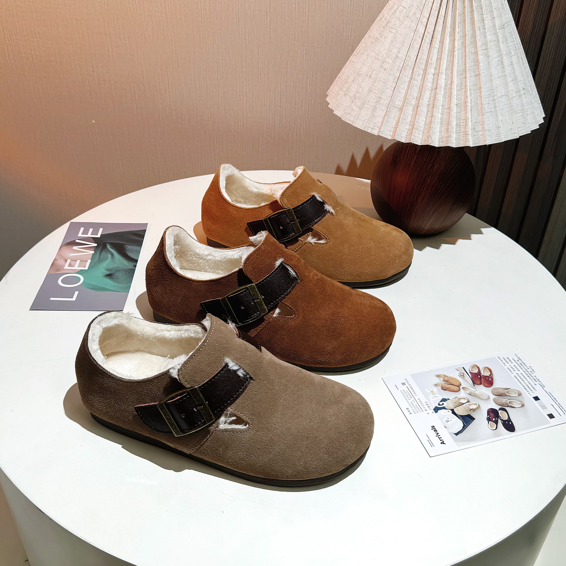 2023 [i Su Yin Yin] Genuine Leather Edition ~ Retro Genuine leather Inner Height-Increasing Hairy Burken Single Shoe Women's Full Package in multiple colors full figure
