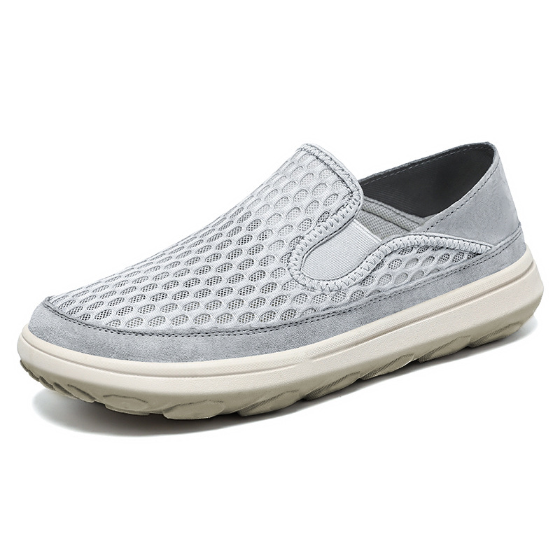 New cross-border men's shoes for spring: Large-sized mesh upper, one-foot soft sole, casual, sporty, and breathable fabric single shoes Item Picture