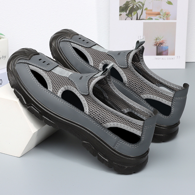 Men's summer sandals, cross-border large-sized men's shoes, breathable and non-smelly feet, casual shoes, perforated net shoes, dad shoes, single shoes details Picture