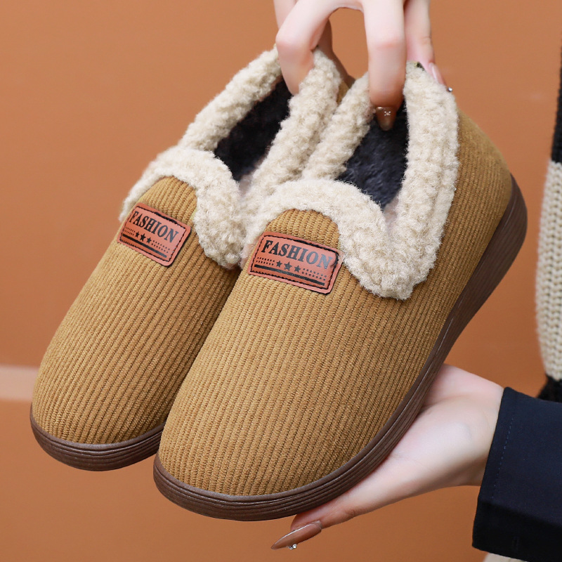 Women's shoes, women's cotton shoes, winter cold-proof and warm snow boots, fleece and thickened women's cotton boots, one-foot women's ankle boots full figure