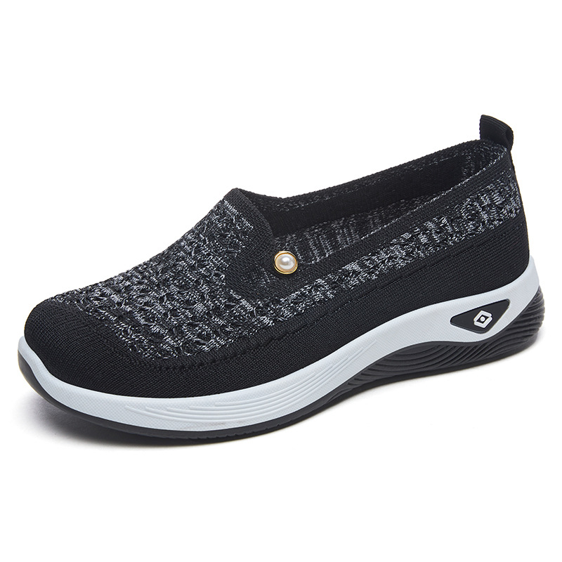 Women's summer shallow-mouthed mom shoes, breathable single shoes, soft soles, not tiring to the feet, flat shoes, casual shoes for the middle-aged and elderly Item Picture