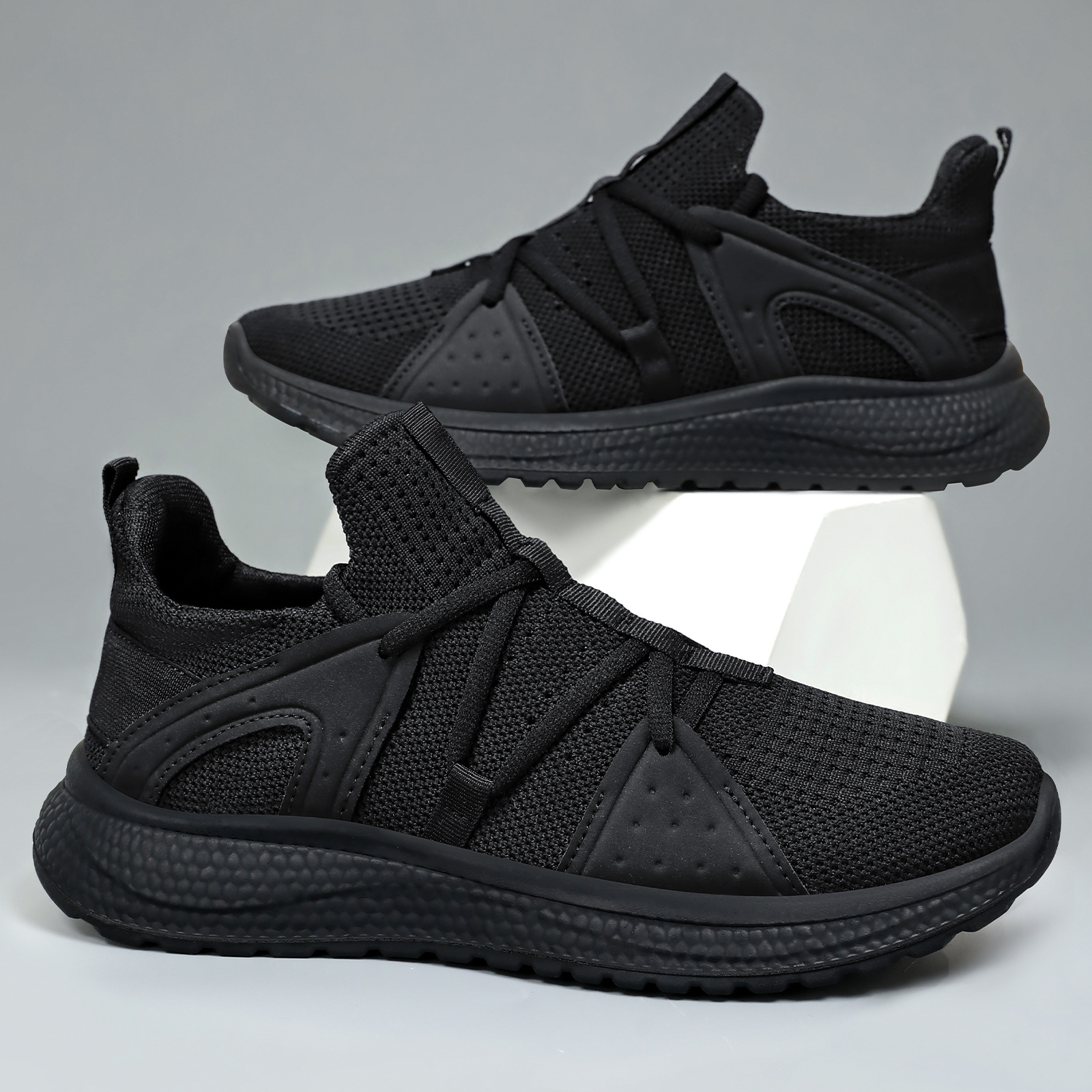 Men's casual shoes, breathable and non-smelly feet, mesh shoes, soft-soled single shoes, versatile men's shoes, flying woven shoes for middle-aged and elderly dads full figure