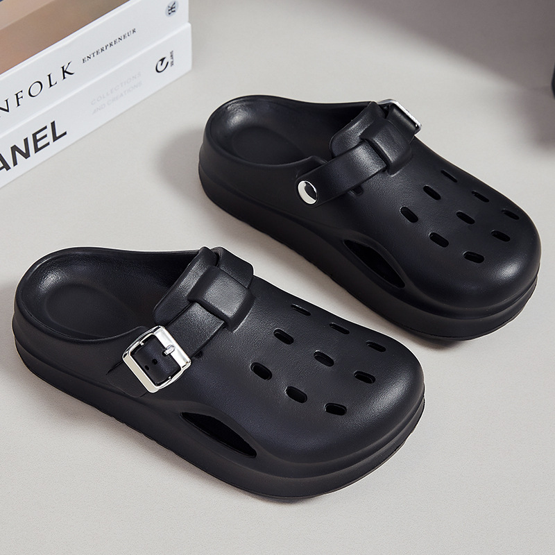 Women's clogs with thick soles that feel like stepping on poop, Boken shoes for summer comfort, flip-flops, breathable and non-stuffy, casual shoes details Picture