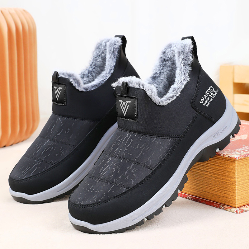 Men's cotton shoes, winter thickened and fleece snow boots, one-foot warm men's boots, couple style cotton boots for the elderly details Picture