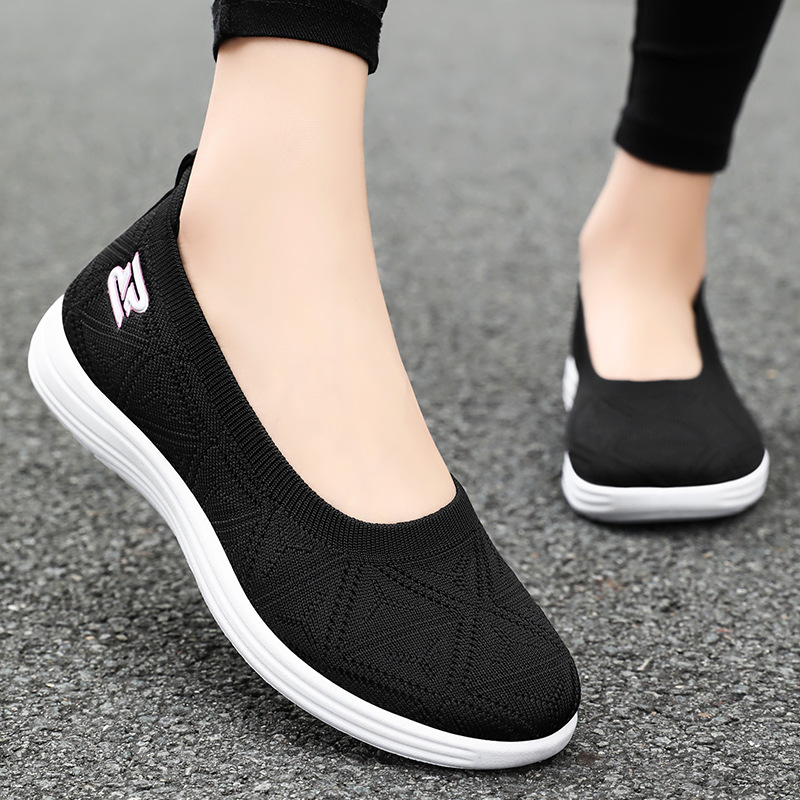 Women's shoes, versatile casual shoes, one-step lazy shoes, breathable woven mesh shoes, soft-soled comfortable single women's shoes Specification drawing
