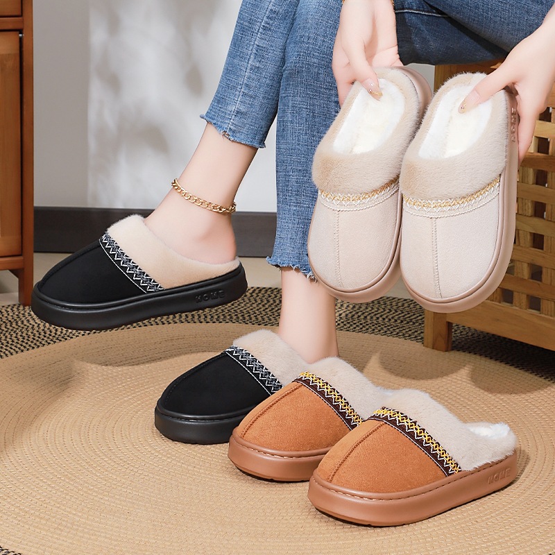 Women's cotton shoes, cross-border TEMU large-sized winter versatile women's ankle boots with fleece and thickened cotton boots, one-foot cotton slippers full figure