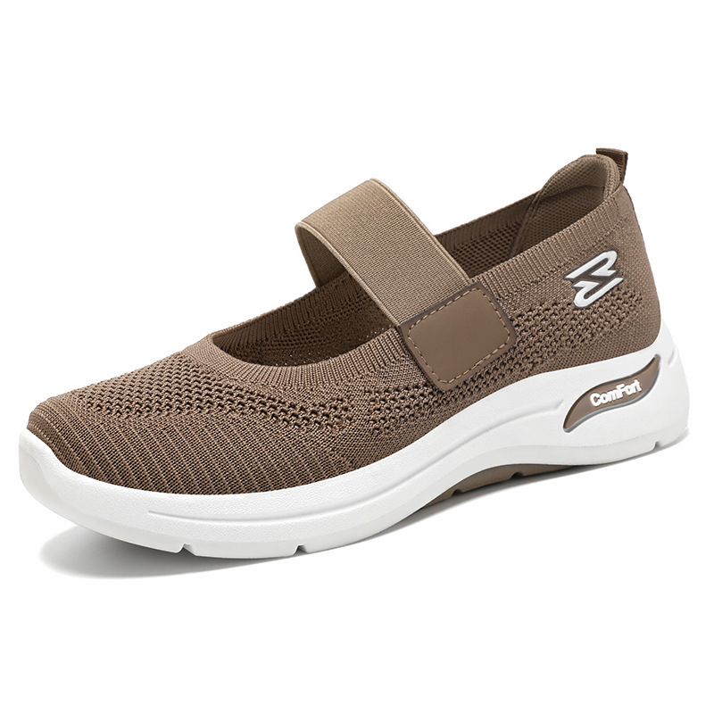 Women's casual shoes, shoes for middle-aged and elderly mothers, versatile women's shoes, soft-soled, not tiring to the feet, flying woven shoes, breathable mesh single shoes Item Picture
