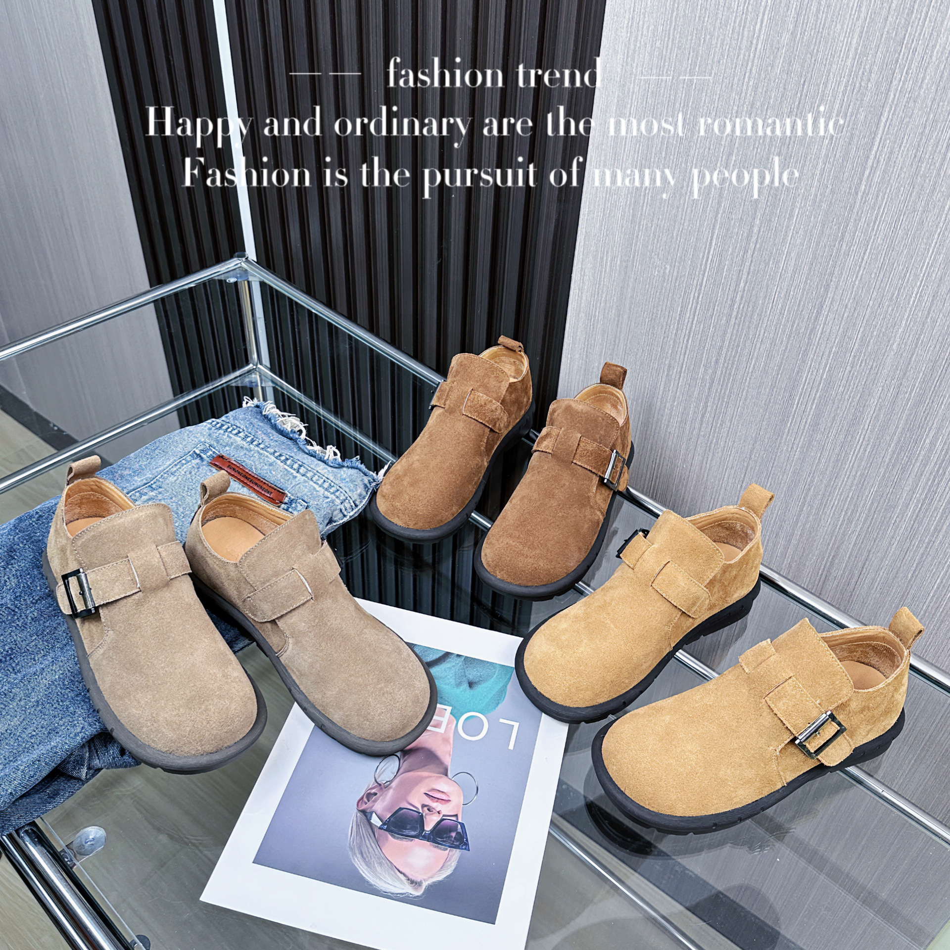 Women's 2023 new style of all-in-one sheepskin and fur snow boots, short, fleece and thickened Boken shoes for winter details Picture