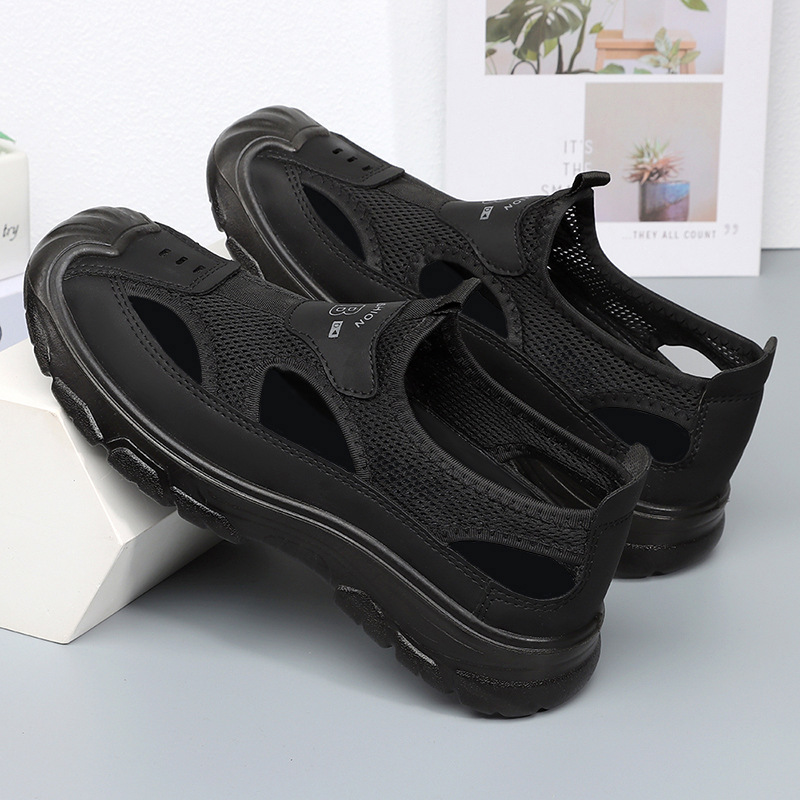 Men's summer sandals, cross-border large-sized men's shoes, breathable and non-smelly feet, casual shoes, perforated net shoes, dad shoes, single shoes Specification drawing