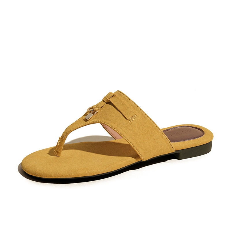 Grape Mom's new summer French style herringbone toe flip-flops with tassels, versatile low-heeled flip-flops for women in summer Item Picture