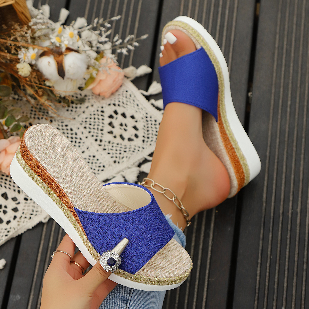 Large-sized women's wedge heel sandals for foreign trade 2025 new style summer fish-mouth thick-soled wedge heel casual sandals for women in stock Application Scenario