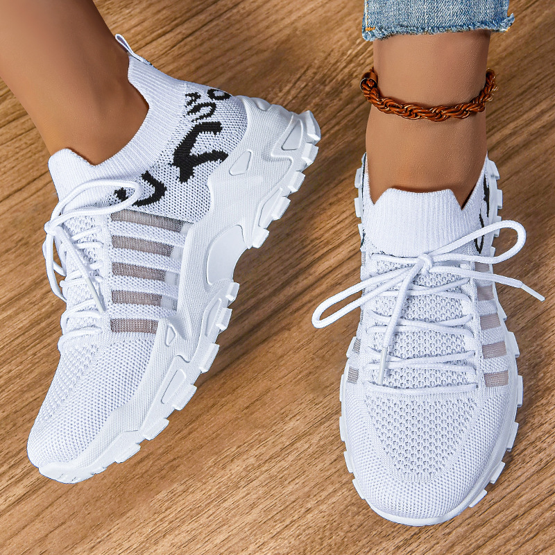Jinshi Yuan: Women's Cross-border oversized Women's Shoes, Leopard Print Casual Shoes, Flying Woven Breathable single Shoes, thick-soled shoes, Dad shoes Application Scenario