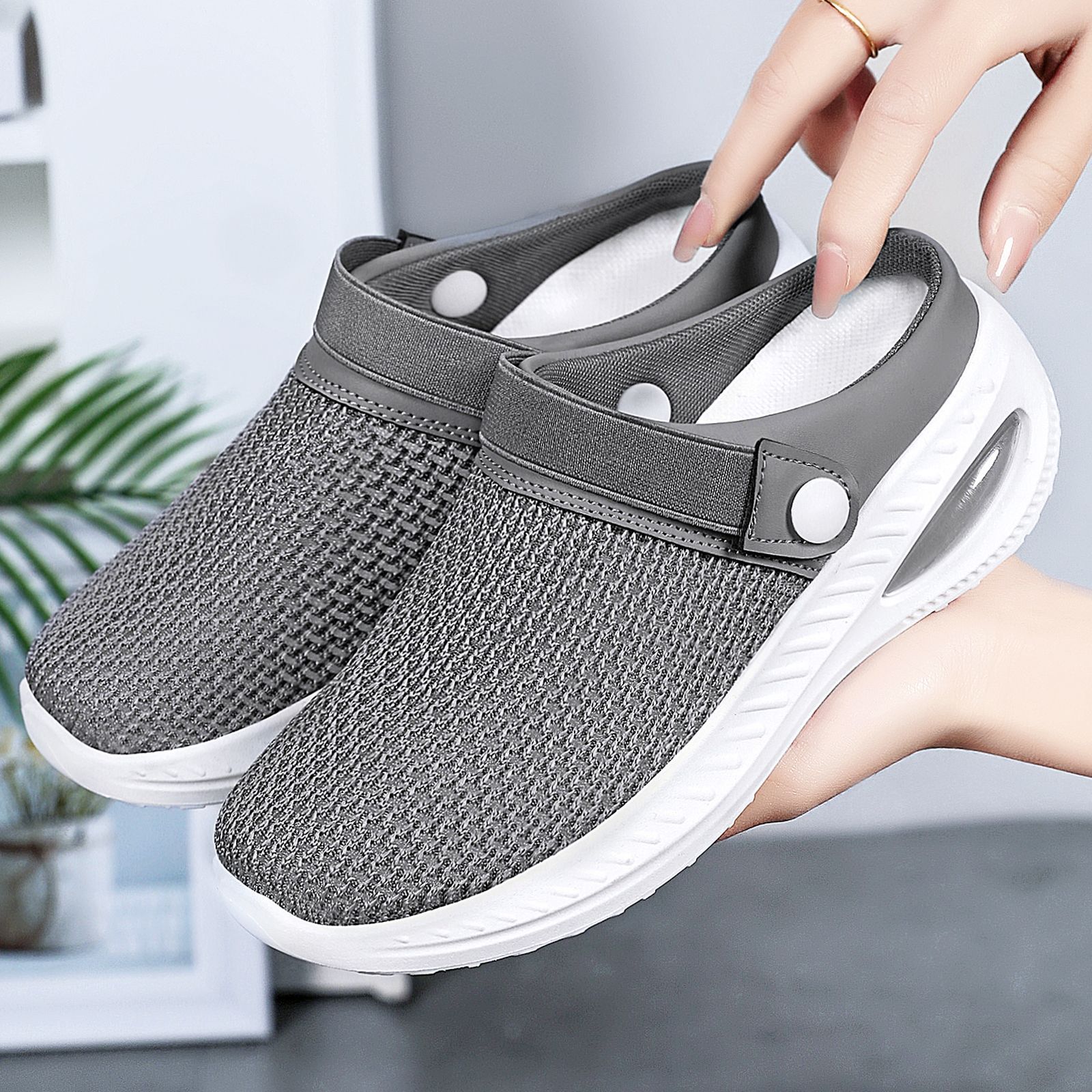 Women's cross-border shoes, women's shoes, full-head half-support casual shoes, solid color versatile flat shoes, lazy slippers, sandals Specification drawing