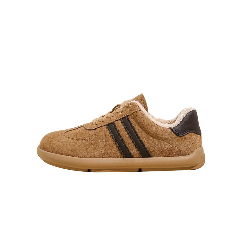 Leather and fleece vintage German training shoes for women, 2024 new style, soft sole, soft upper, insole height-increasing, casual and versatile student Birken shoes Item Picture