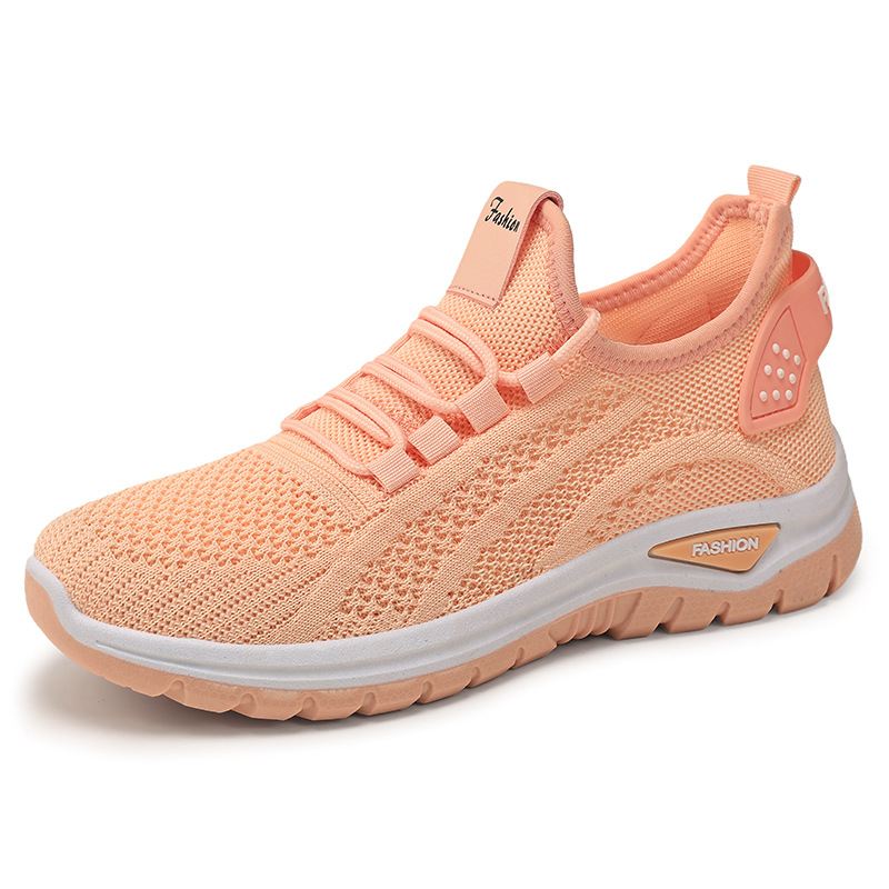 Women's cross-border large-sized women's shoes, breathable sports shoes made of flying fabric, TEMU casual shoes, single shoes, solid color, versatile mesh shoes Item Picture
