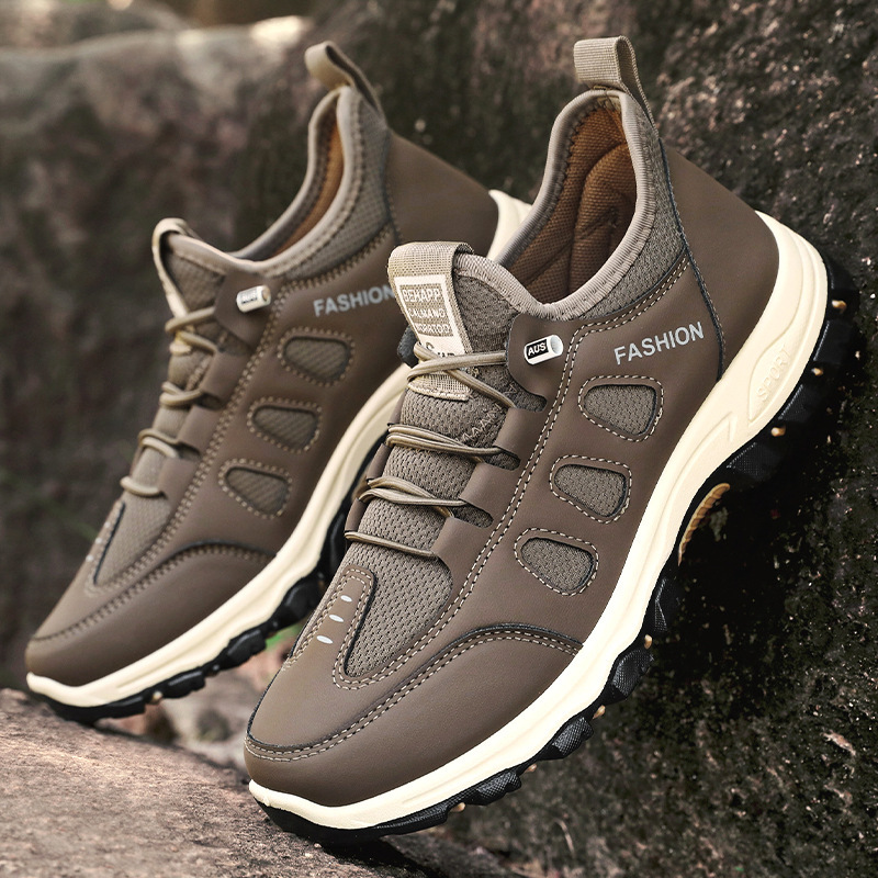Wow Men's cross-border Spring New Breathable, comfortable and casual soft-soled sports shoes for middle-aged and elderly people, outdoor hiking shoes for men full figure