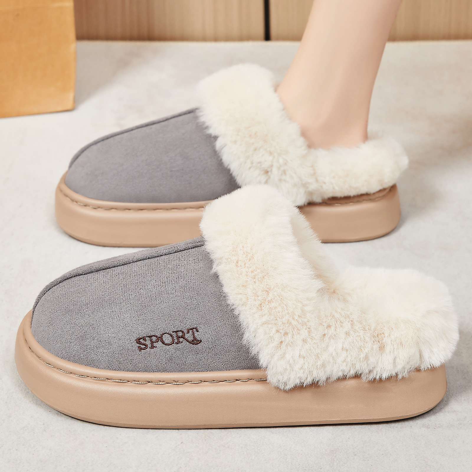 New women's shoes: fleece and thickened women's cotton boots, versatile short boots, oversized cross-border, one-foot women's cotton boots Specification drawing