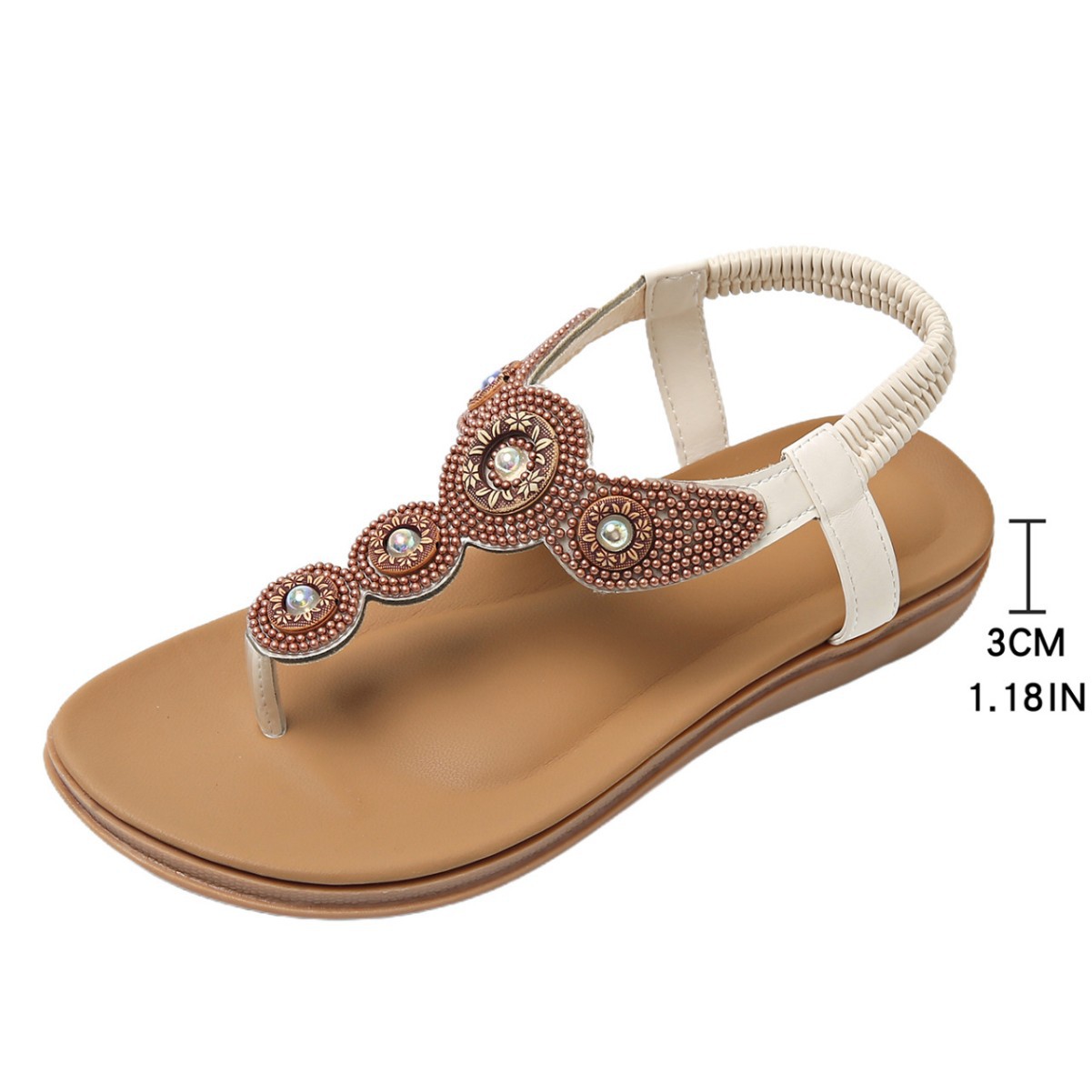 shoes women New Rhinestone Sandals 2025 Bohemian flat Sandals Women's cross-border plus-size Women's shoes Item Picture