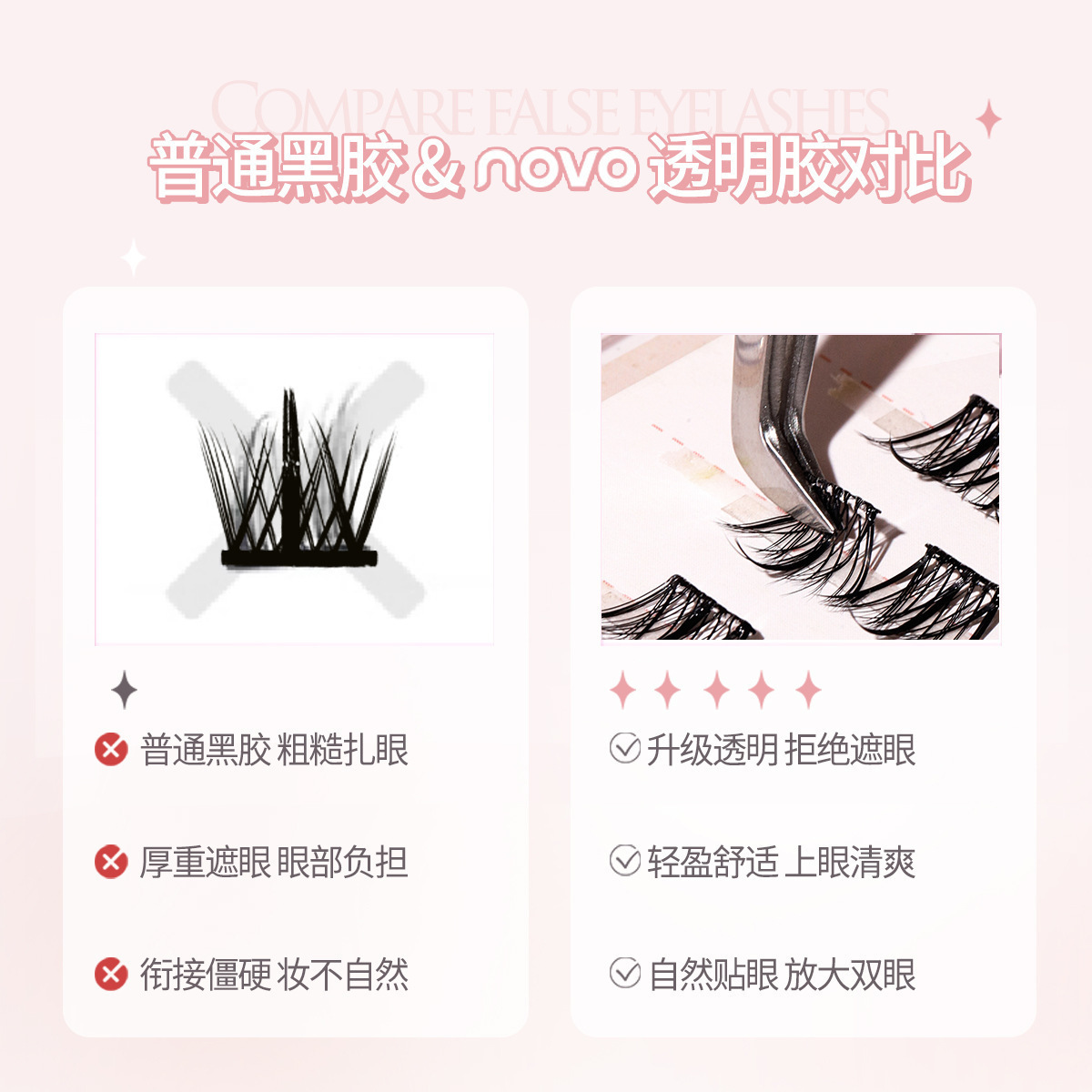 NOVO6275 new type of false eyelashes, self-adhesive and glue-free false eyelashes for lazy people, natural and realistic, super long, no makeup smudge for beginners Application Scenario