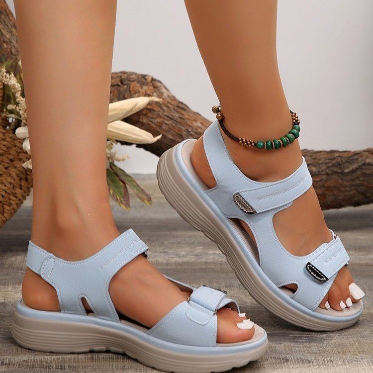 Women's sports sandals 2025 new summer wedge heel lightweight Velcro plus-size slippers in stock for wholesale full figure