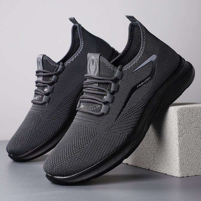 Men's casual shoes, cross-border large-sized temu flying woven shoes, breathable mesh shoes, versatile men's shoes, soft-soled comfortable single shoes full figure