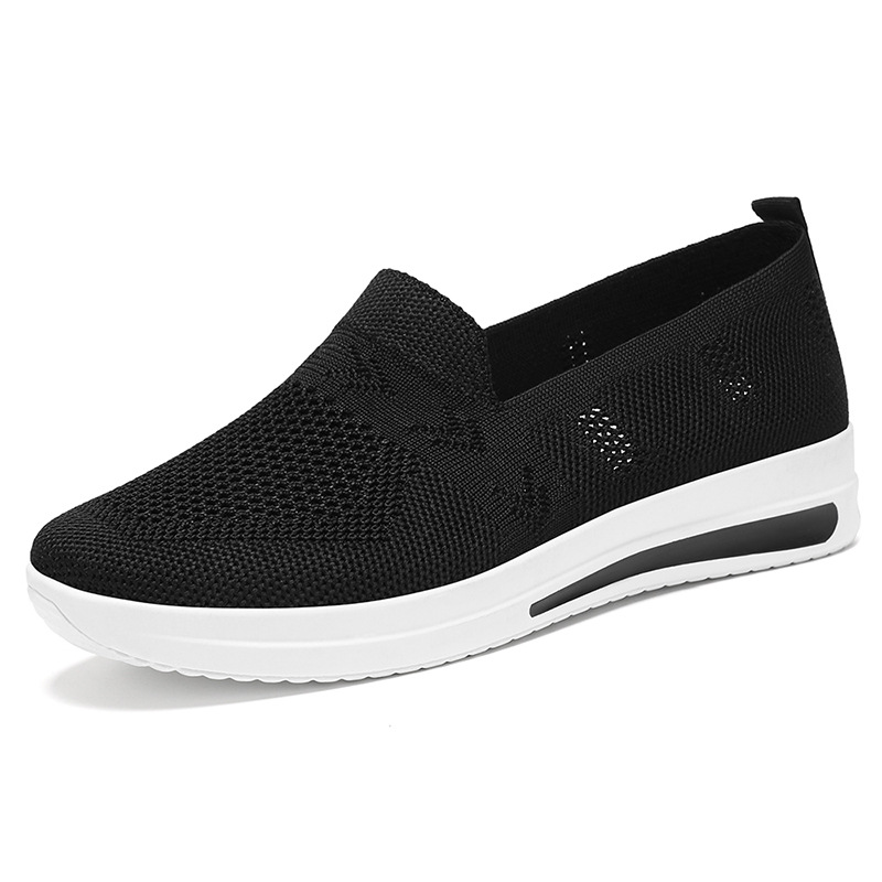 Women's casual shoes, cross-border woven breathable mesh shoes, one-foot shoes for middle-aged and elderly mothers, soft-soled comfortable single shoes Item Picture